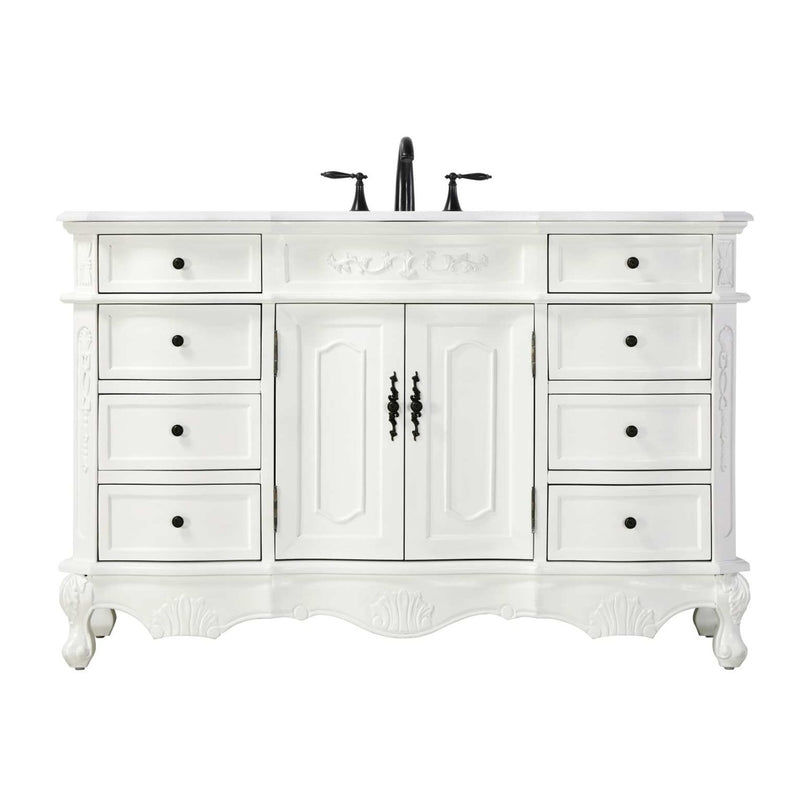 Adelina 54" Single Bathroom Vanity in Antique White Finish
